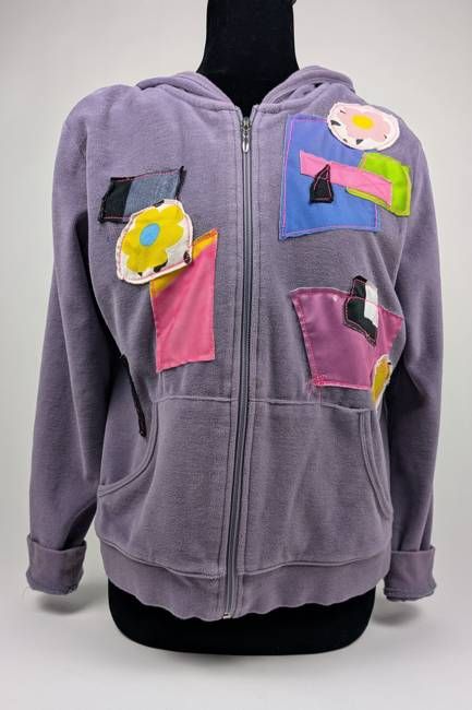 Purple Patchwork Constance Wilde Upcycled Zip Hoodie