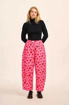 Beau - Barrel Leg Cotton Trousers in Cupid