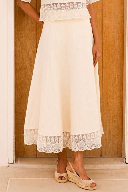 Linen Lace Skirt |  Butter Milk Cream