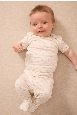 Blush Floret Short-Sleeve Baby Sleep Set