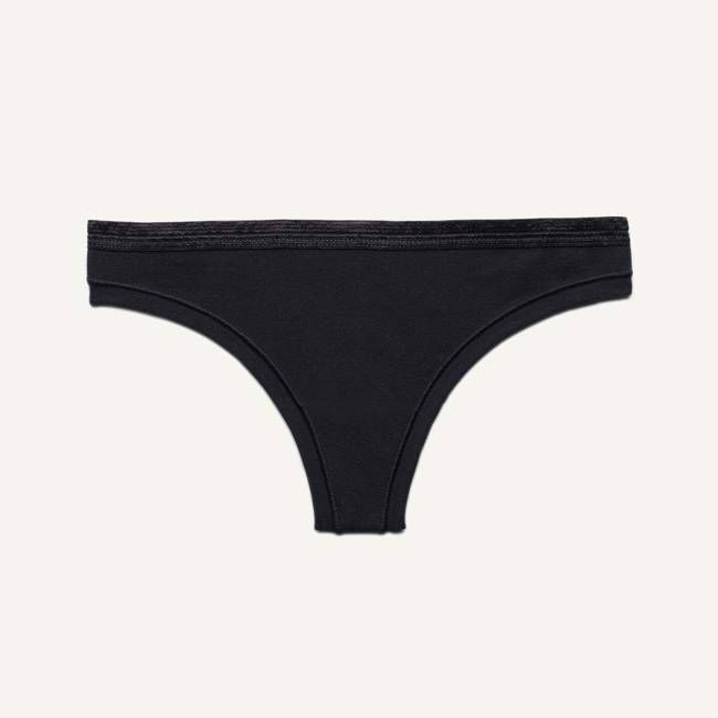 Organic Cotton Low-Rise Thong in Carbon