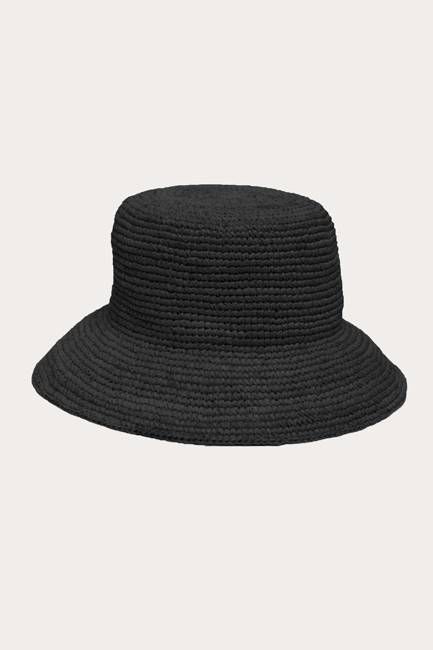 Cannes Straw Bucket Hat - Black Straw