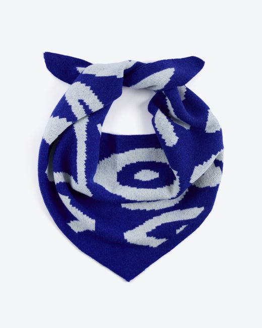 Miss PomPom 90's Blue Wool Triangle Scarf