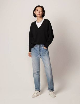 Cashmere V Neck Sweater | Black
