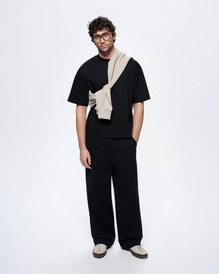 Übergroßes Interlock-T-Shirt für Herren — Schwarz