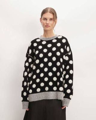 The Alpaca Polka Dot Oversized Crew | Black / Snow Polka Dot