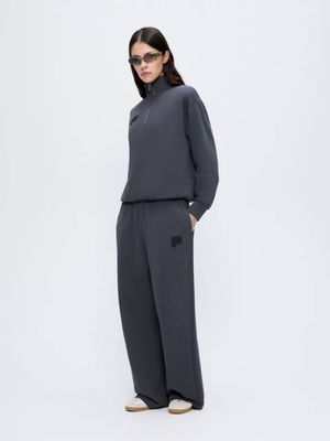 Womens Straight Leg Track Pants—Smoked Black