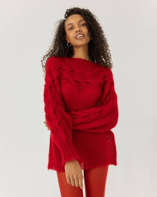 Jūra: Poppy Red Silk & Mohair Sweater