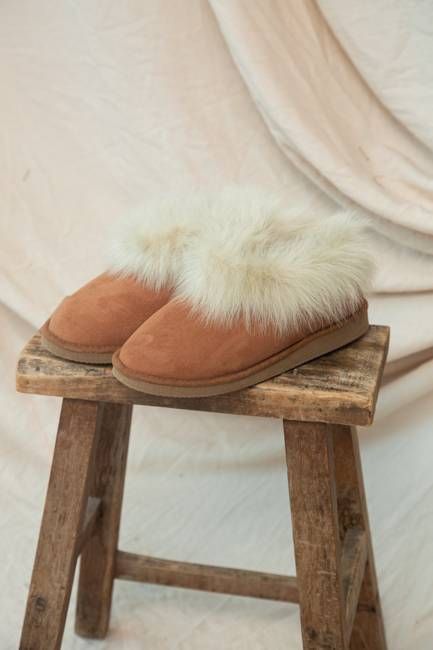 Rowan Sheepskin Slippers In Tan