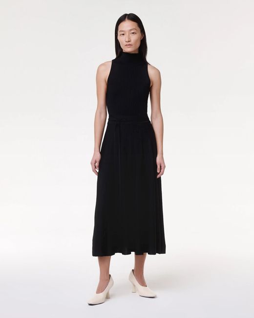 Pleated Mock Neck Dress - Resale | Black