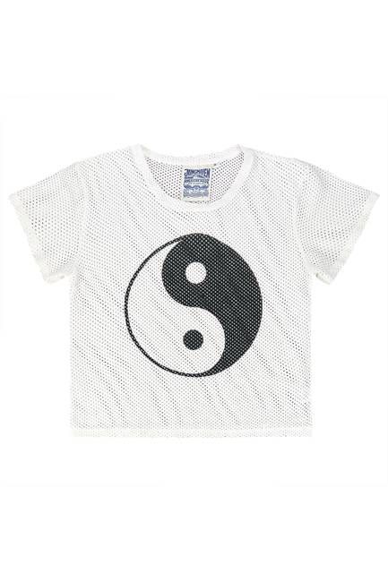 Yin Yang Carmen Mesh Cropped Tee