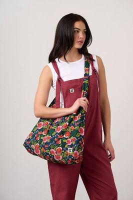 Elas - Slouchy Tote Bag in Black Marie Print
