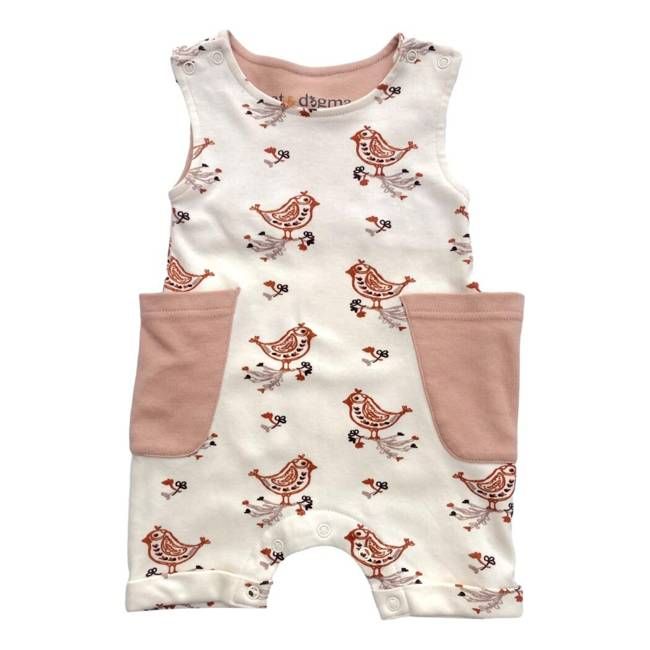 GOTS Certified Organic Cotton Sleeveless Romper - Celadon Quail