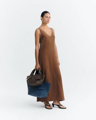 Brown long dress cupro Sade