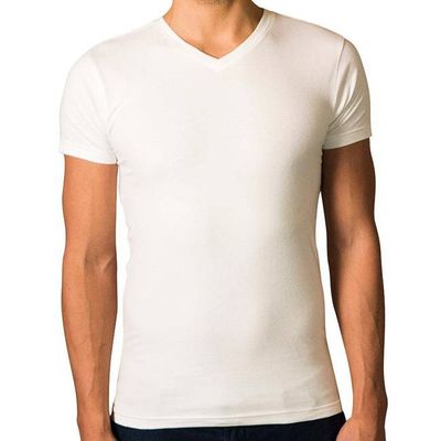 2 x T-shirt Basic - Biologisch katoen - wit - V - hals