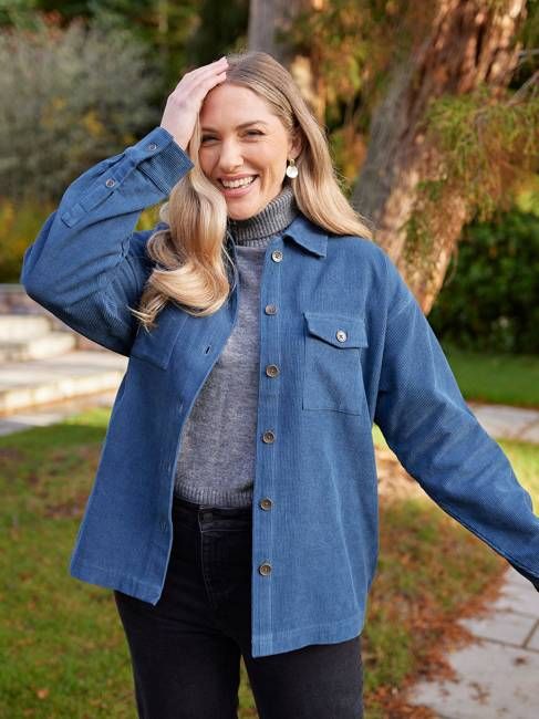 Unfolded Yasmynn - Cord Shacket - Blue