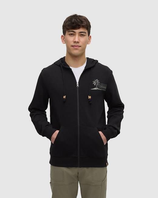 Haiti Striped Palm Zip Hoodie