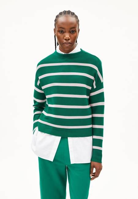MERINAA STRIPES KNIT SWEATER | emerald green-ice grape