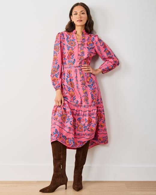 Folklore Flowers - Monroe Dress - Bright Rose