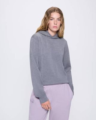 Archive Womens Regenerative Merino Wool Hoodie—grey marl