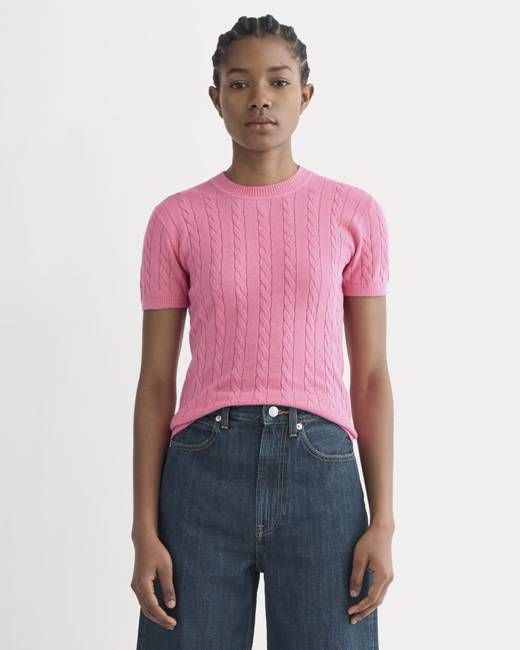 The Cable Crew in Cotton Cashmere | Deep Pink