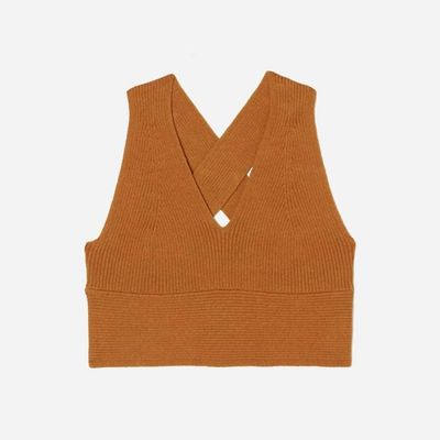 The Cross-Back Cropped Sweater Top | Butter Caramel