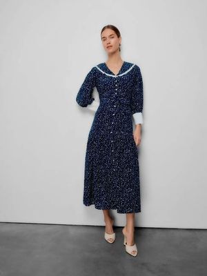 Romily Navy Polka Dress