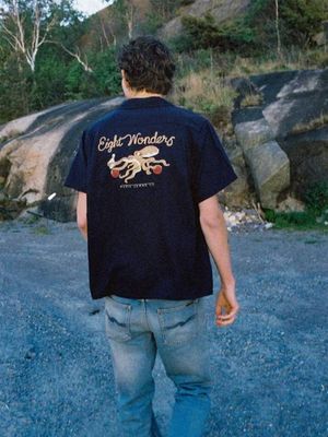 Arthur Bowling Shirt 8 Wonders Navy loose shirt | Nudie Jeans