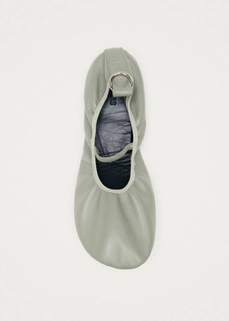 Naira Green Leather Ballet Flats