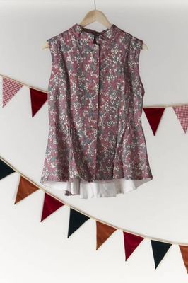 Peplum Vest, Sleeveless, Ditsy Floral