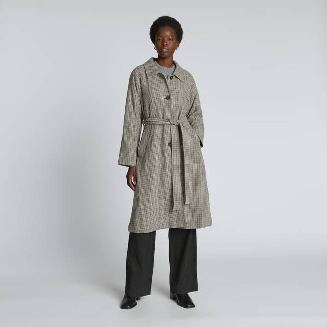The Italian ReWool® Trench | Pewter Houndstooth