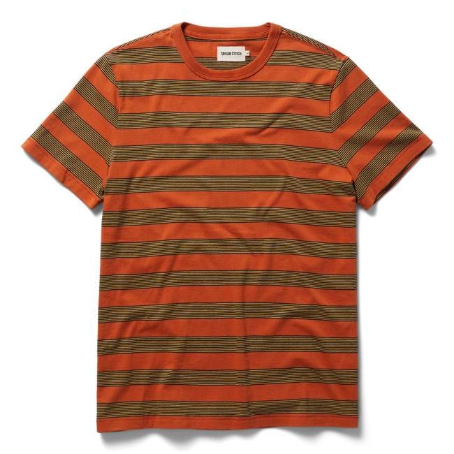 The Organic Cotton Tee in Rust Stripe