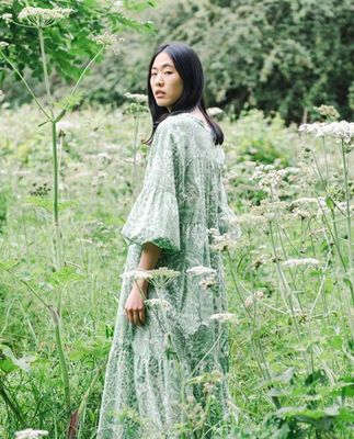 Tulsi Organic Cotton Dress In Green Print