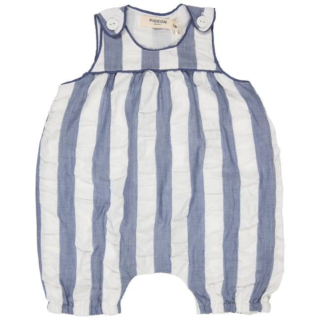 Baby Playsuit (Seersucker Wide Stripe) - Indigo