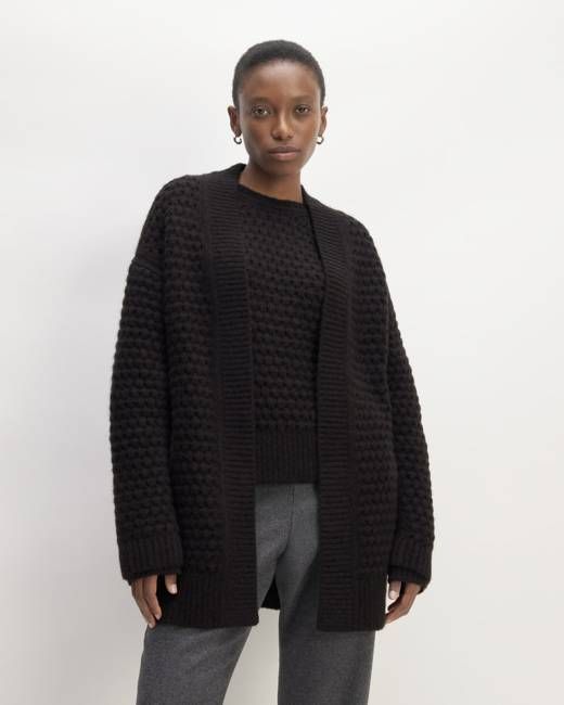 The Cloud Oversized Textured Cardigan | Black