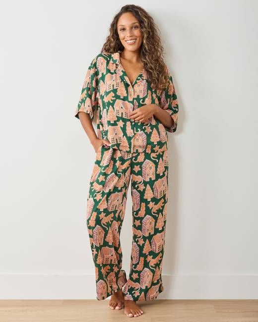 Gingerbread Party - Original Fit Tall Eco Satin Wildest Dreams Set - Hunter Green