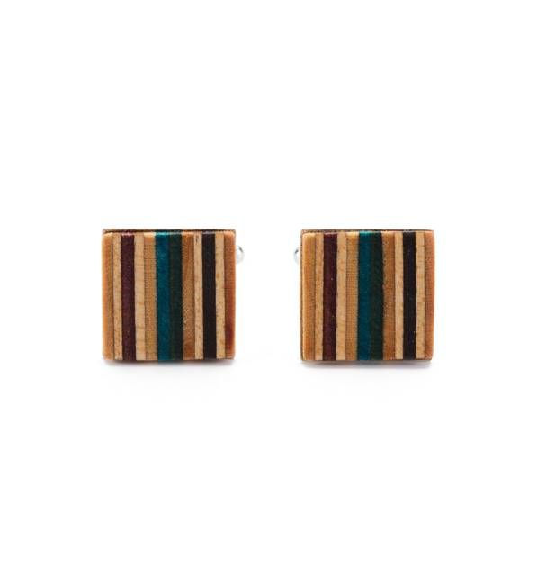 Multicolour Recycled Skateboard Square Cufflinks