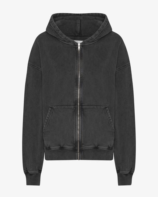 Organic Oversized Zip Hood - Faded Black
