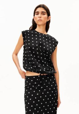 DOT DRAWSTRING BLOUSE TOP