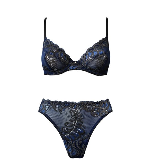 Saga Navy Underwire Brief Set