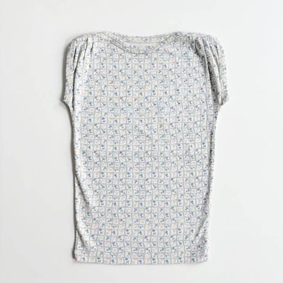 Sundae Tee, Flower Press Print, Azul, Size 6