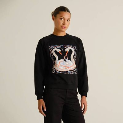 DEDICATED - Sweatshirt Ystad Painted Swans Schwarz