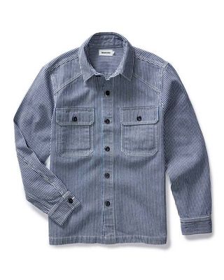 The Shop Shirt in Indigo Railroad Stripe Denim