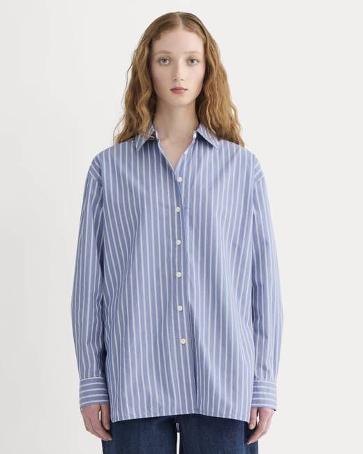 The Boyfriend Shirt in Ultrasoft Cotton | Dutch Blue / Bone