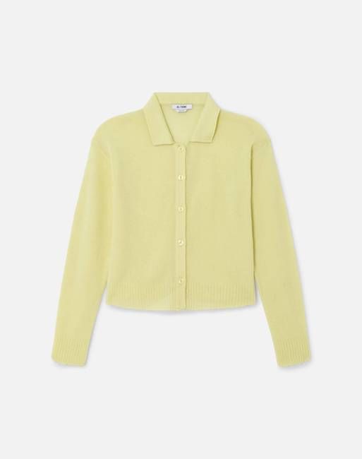 The Loose Polo Cardigan - Limeade