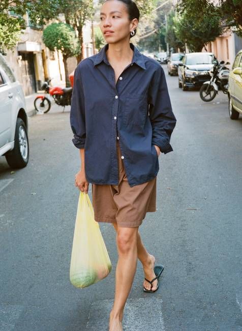 Marcie Shirt, Organic Poplin, Navy