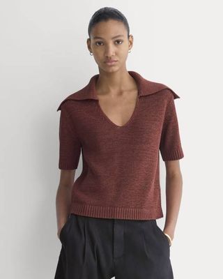 Open Collar Polo | Henna Red