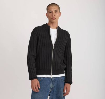 Soft Knit Rib Zip Track Jacket