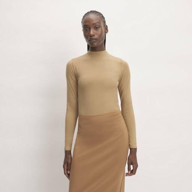 The Supima® Form Funnel Neck Tee | Tiger's Eye