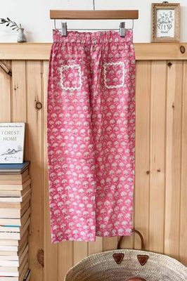Little Fry Sunshine Pant - Crescent Flower Bon Pink Organic